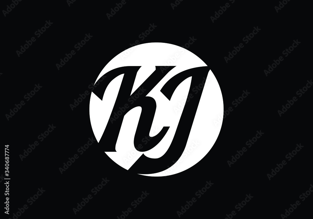 Initial Monogram Letter K J Logo Design Vector Template. KJ Letter Logo Design Initial Monogram Letter K J Logo Design Vector Template. KJ Letter Logo Design