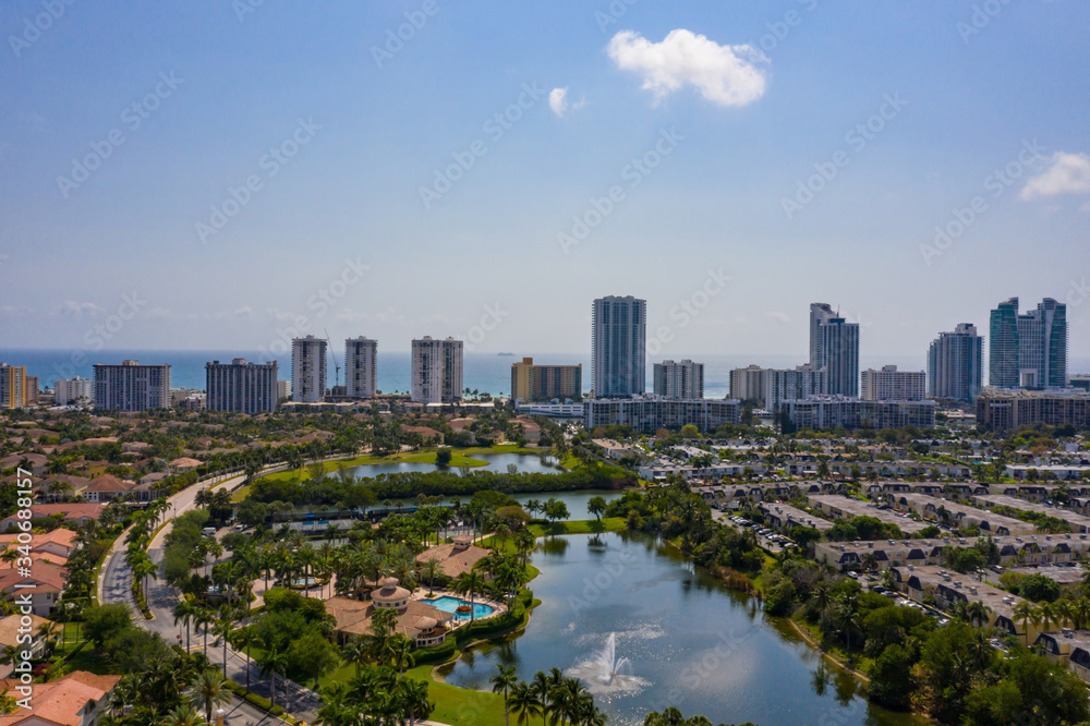 Aerial Hallandale residential neighborhoods real estate