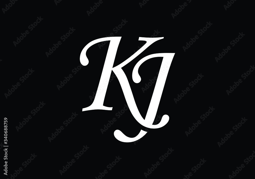 Initial Monogram Letter K J Logo Design Vector Template. KJ Letter Logo Design Initial Monogram Letter K J Logo Design Vector Template. KJ Letter Logo Design