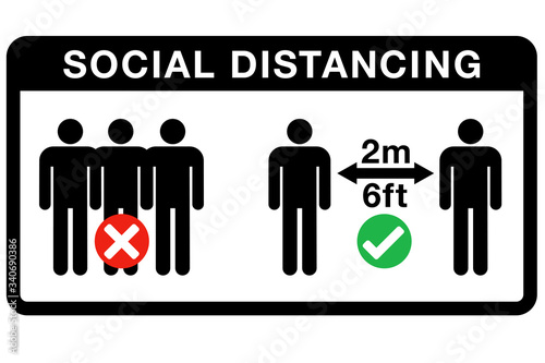 Social distancing sign, Vector illustration.