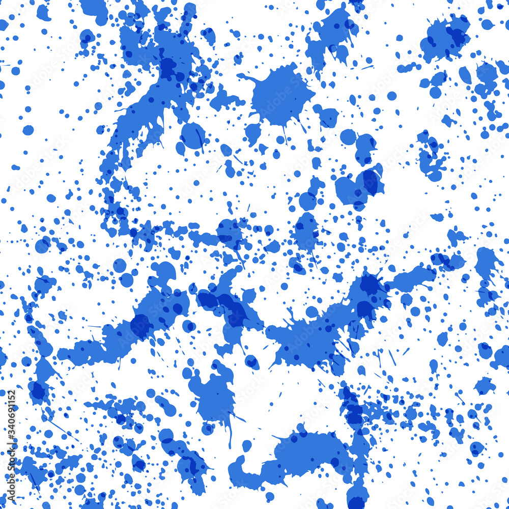 Blue and pink watercolor spatters texture seamless pattern