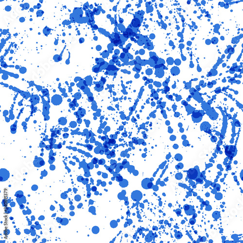 Blue and pink watercolor spatters texture seamless pattern