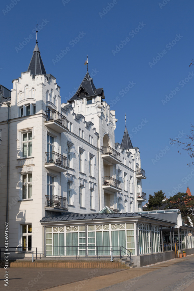 Fototapeta premium old villa with balcony at the promenade of Zinnowitz, Usedom