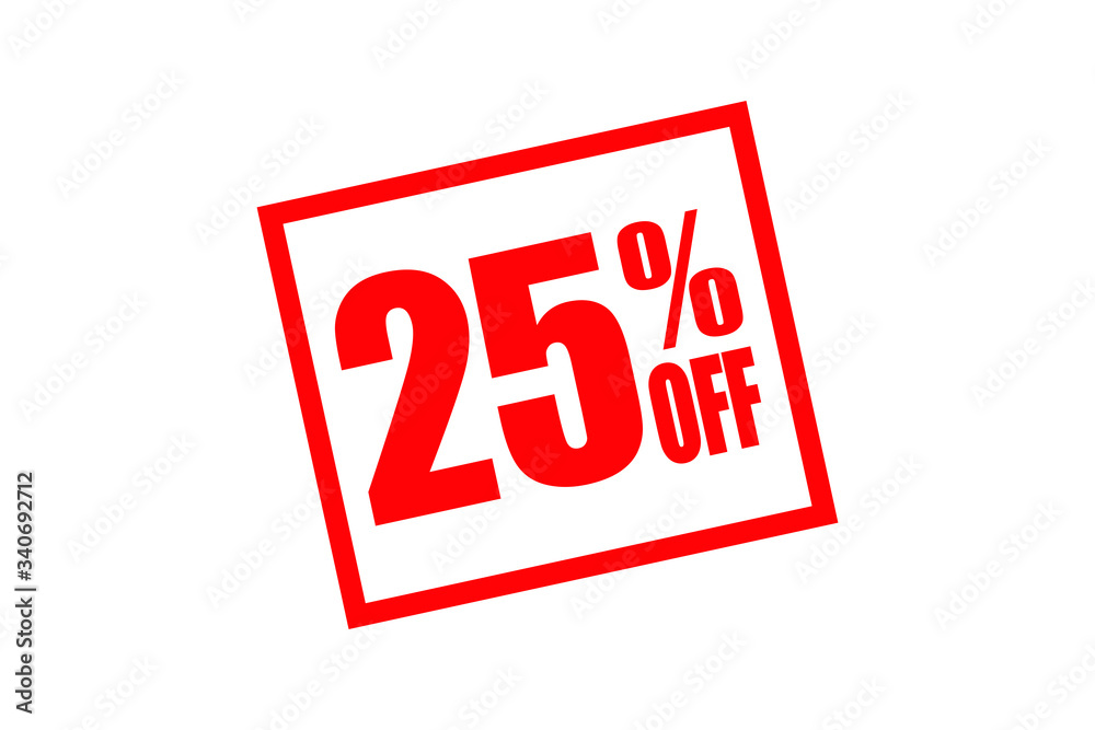 25% off display board in white background