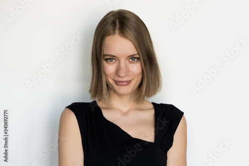 Young beautiful woman with short hair 