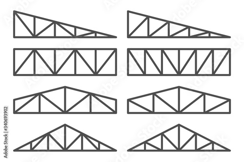 Truss Collection icon set. roofing steel frame.