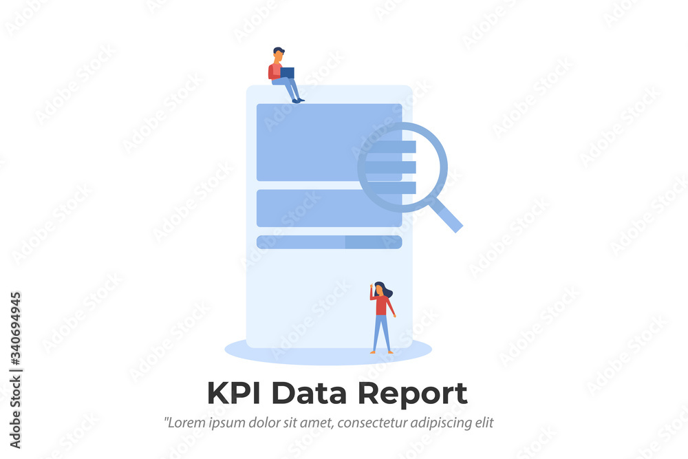 KPI Data Report. Finance management. data reporting concept illustration concept for web landing page template, banner, and presentation
