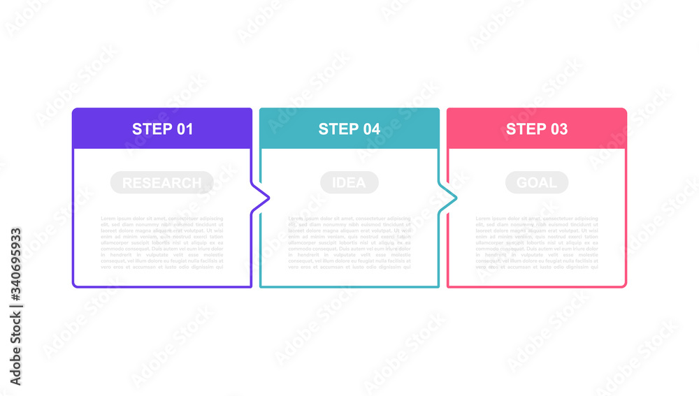 Business process infographic template with 3 options or steps. Thin line design. Vector illustration graphic design