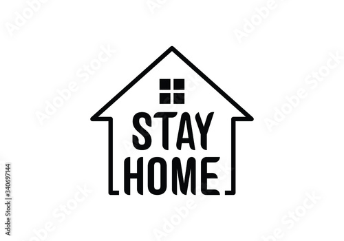 Stay home text. COVID 19 or coronavirus protection campaign logo. Self-isolation appeal as a sign or symbol. Virus prevention concept