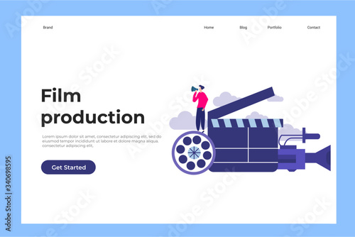 Film production concept illustration concept for web landing page template, banner, and presentation