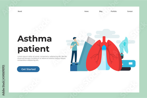 Asthma Patient concept illustration concept for web landing page template, banner, and presentation