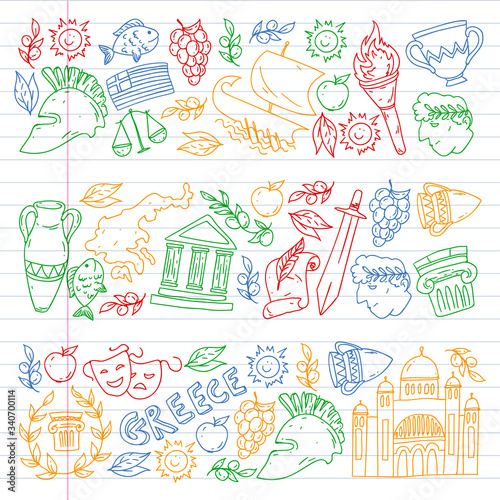 Travel to Greece elements. Greece symbols for magazines, web, tourism