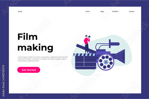 Film making concept illustration concept for web landing page template, banner, and presentation