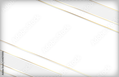 Abstract geometric line background with white and gold element. Abstract modern background. Elegant futuristic design with golden line vector