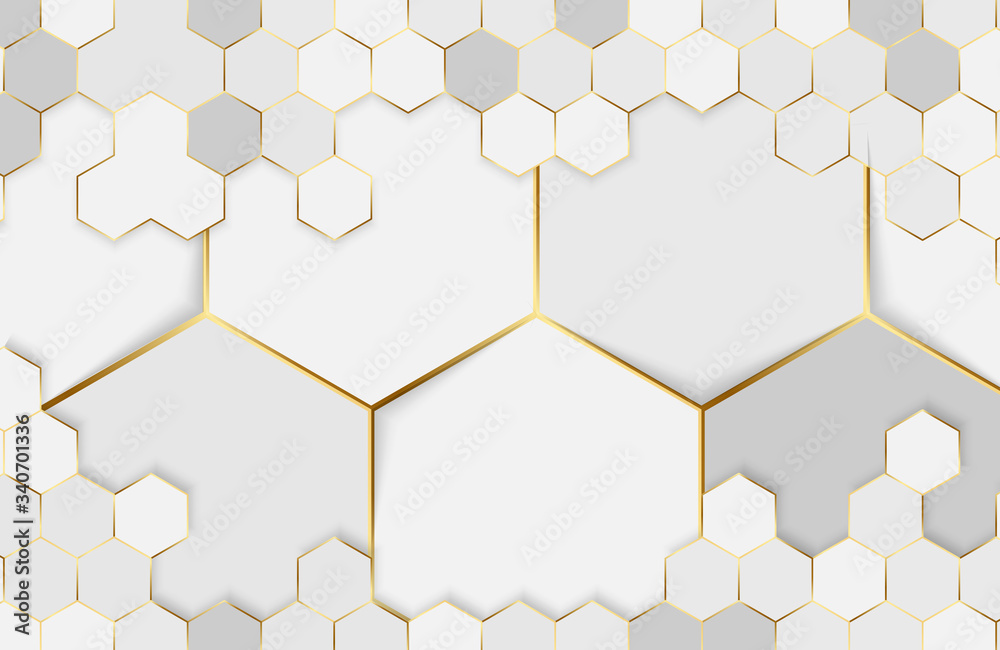 Modern white background textured with abstract hexagon pattern Stock