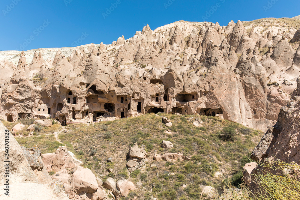 Fototapeta premium Zelve open air museum, ancient city in Cappadocia, Central Anatolia, Turkey.