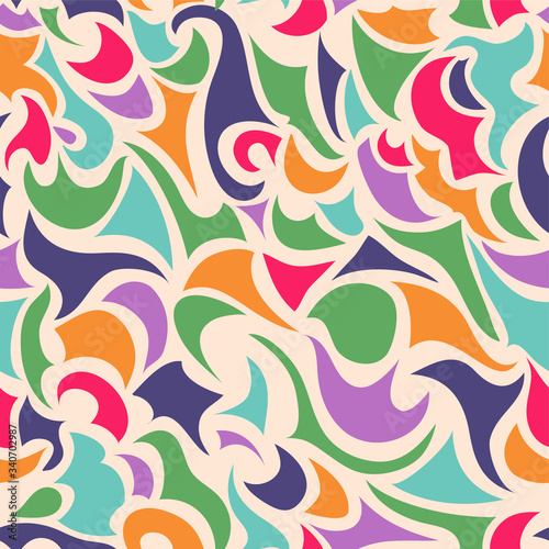 Crazy hand drawn wave abstract trend color seamless pattern background. Fluid retro colorful vector simple abstract texture.