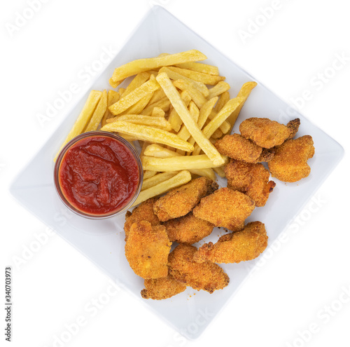 Portion of Chicken Nuggets isolated on white