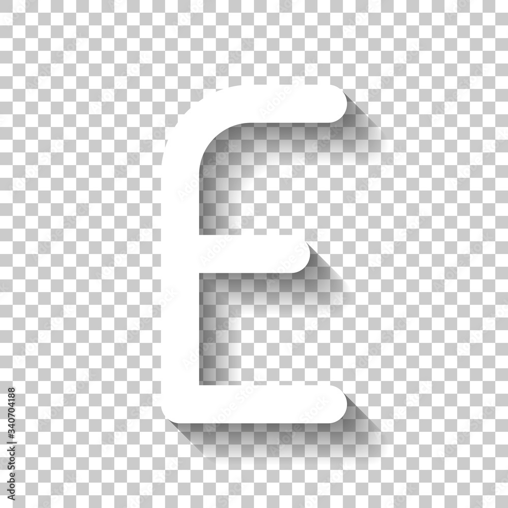 Letter E of alphabet, isolated outline symbol. White icon with shadow on transparent background Letter E of alphabet, isolated outline symbol. White icon with shadow on transparent background