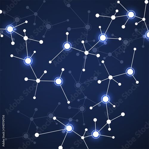 Abstract background of molecules, connected structure. Dna, atom, neurons. Scientific concept for your design. Vector illustration