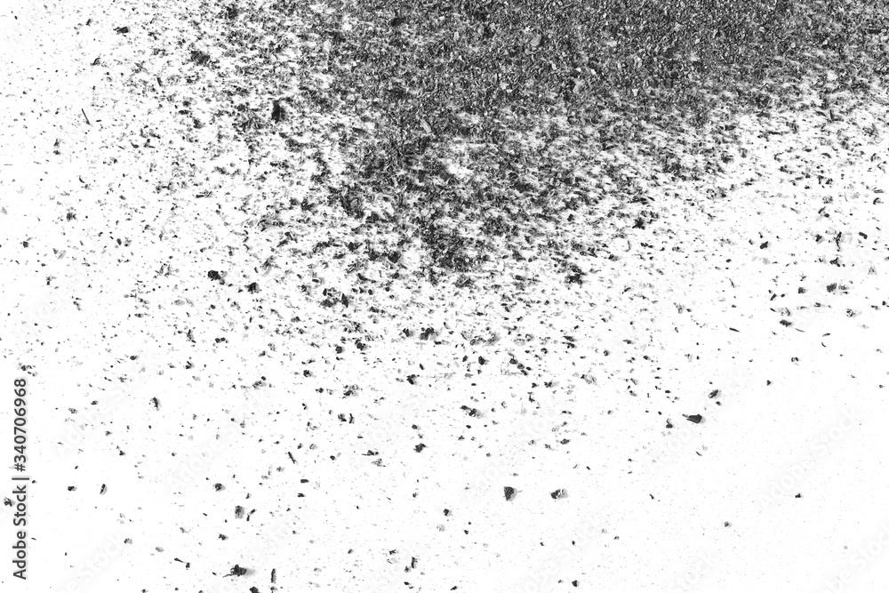 Obraz premium Cigarette ash isolated on white background, texture top view