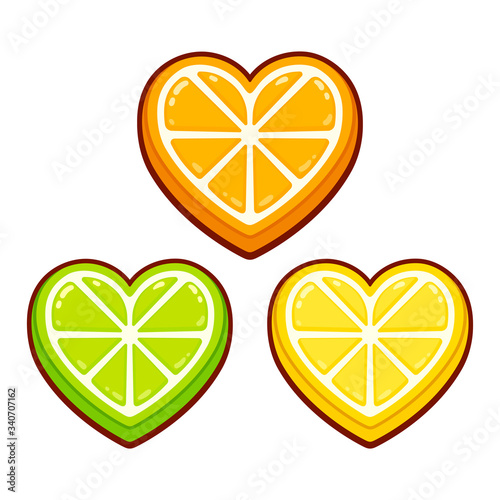 Cartoon citrus fruit heart