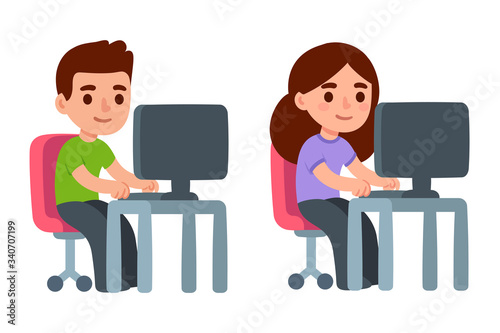 Characters working at desk