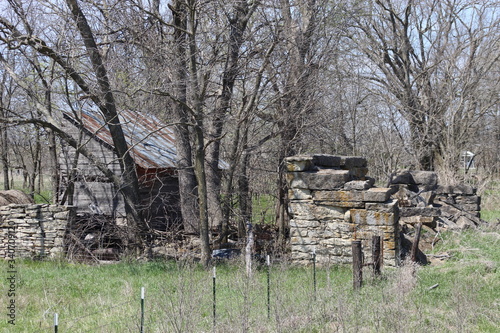 Limestone bricks from farm building that has fallen down