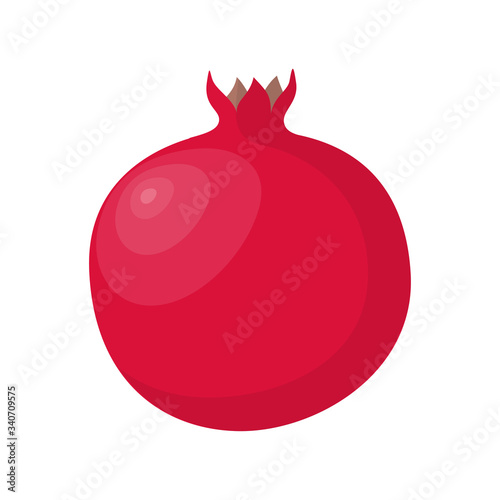 Pomegranate. Red fruit on white background. Vector illustration.