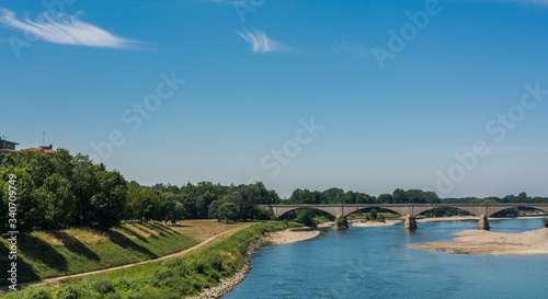 Ticino River from Ponte Coperto in Pavia, Lombardy, northern Italy