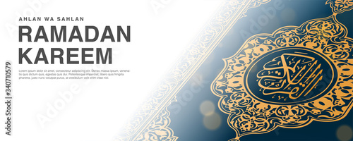 Ramadan Kareem Vector Illustration Background Template 3d Realistict Quran Design. Eid mubarak, Islamic banner, poster, web, flyer,illustration, brochure