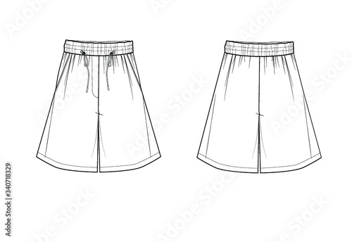Technical draw fashion illustration shorts