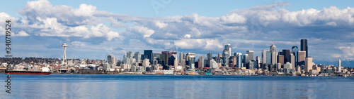 Seattle skyline viewed from Alki Beach West Seattle Washington USA. © othman