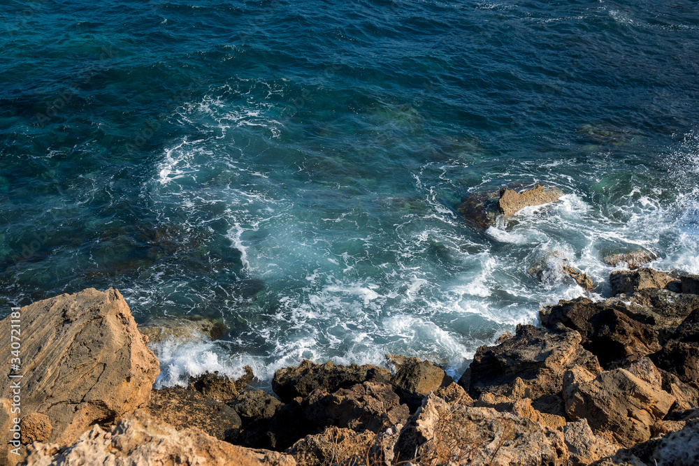 Sea and rocks. Cape Greco National Forest Park.