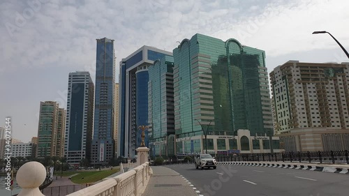 Beatiful genaral view of Sharjah street which is most popular city of UAE