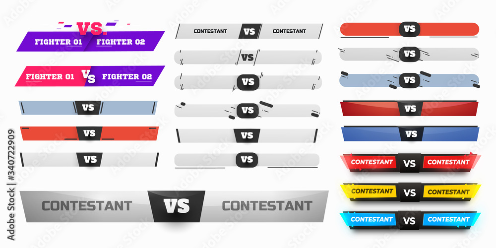 VS Logo. biggest set of Versus Board of rivals, with space for text. vector illustration. Grey
