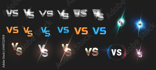 Biggest Set of versus logo vs letters for sports and fight competition. Different texture. Battle, vs match, game concept competitive vs. eps 10 Vector illustration