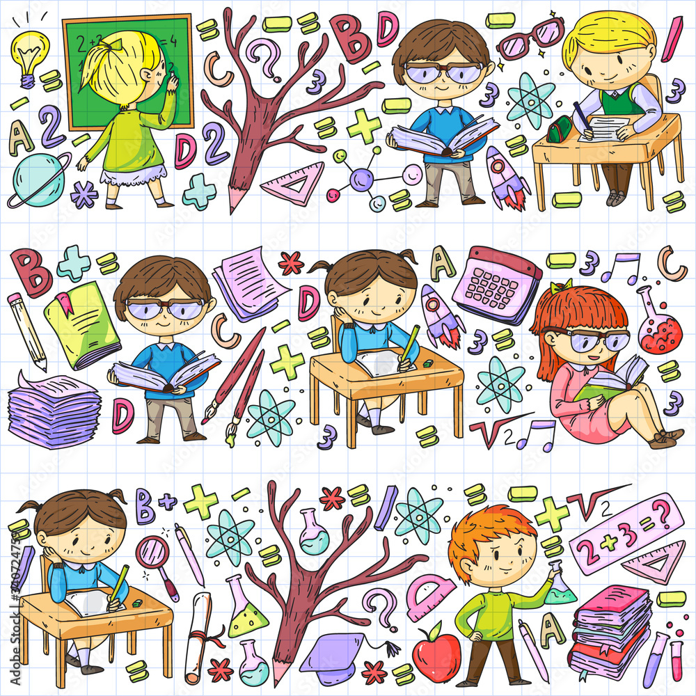Back to school. Vector icons and elements for little children, college. Doodle style, kids drawing Back to school. Vector icons and elements for little children, college. Doodle style, kids drawing