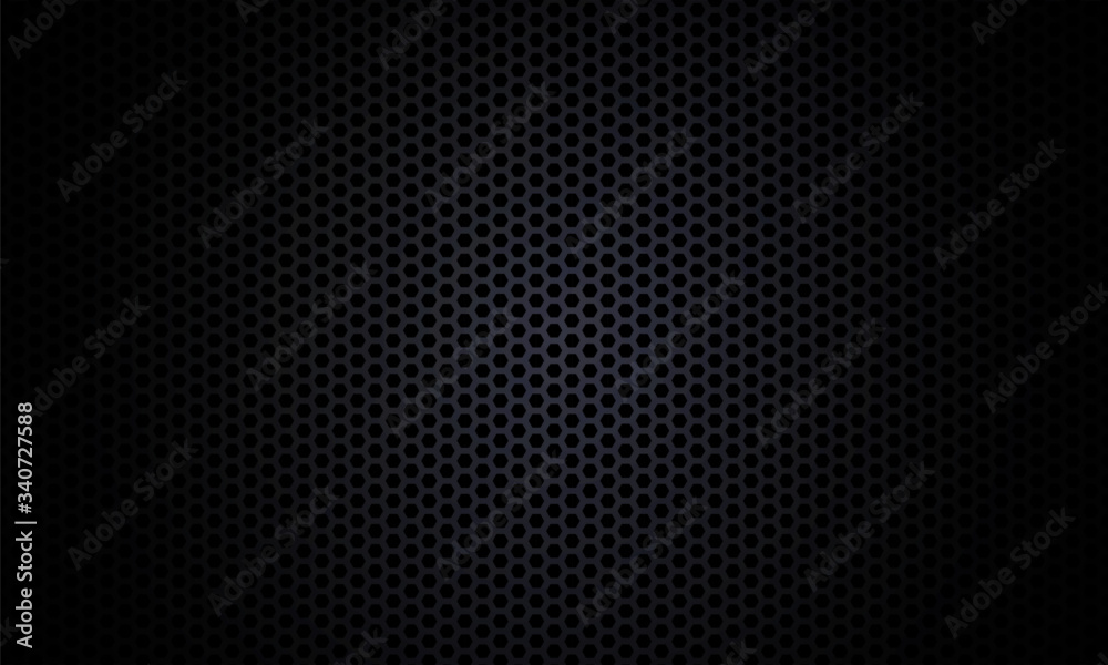 Black background. Dark hexagon carbon fiber texture. Black honeycomb metal texture steel background. Web design template vector illustration EPS 10. Black background. Dark hexagon carbon fiber texture. Black honeycomb metal texture steel background. Web design template vector illustration EPS 10.