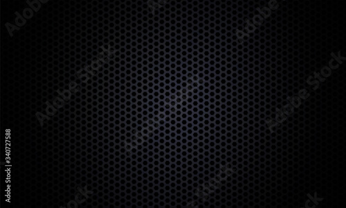 Black background. Dark hexagon carbon fiber texture. Black honeycomb metal texture steel background. Web design template vector illustration EPS 10.