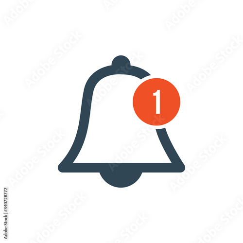 Notification bell icon with message indicator. Bell icon symbol illustration. Stock Vector illustration isolated on white background.