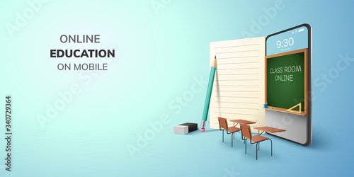 Desk Is Set Up In A Classroom Background, 3d Illustration, School Classroom  With A Smartphone In Front, E Learning And Online Education Concept  Background Image And Wallpaper for Free Download