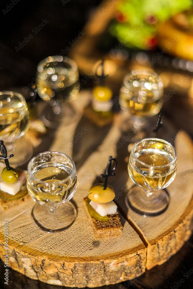 glasses of alcohol in coffee