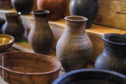 clay jugs in the workshop of the master