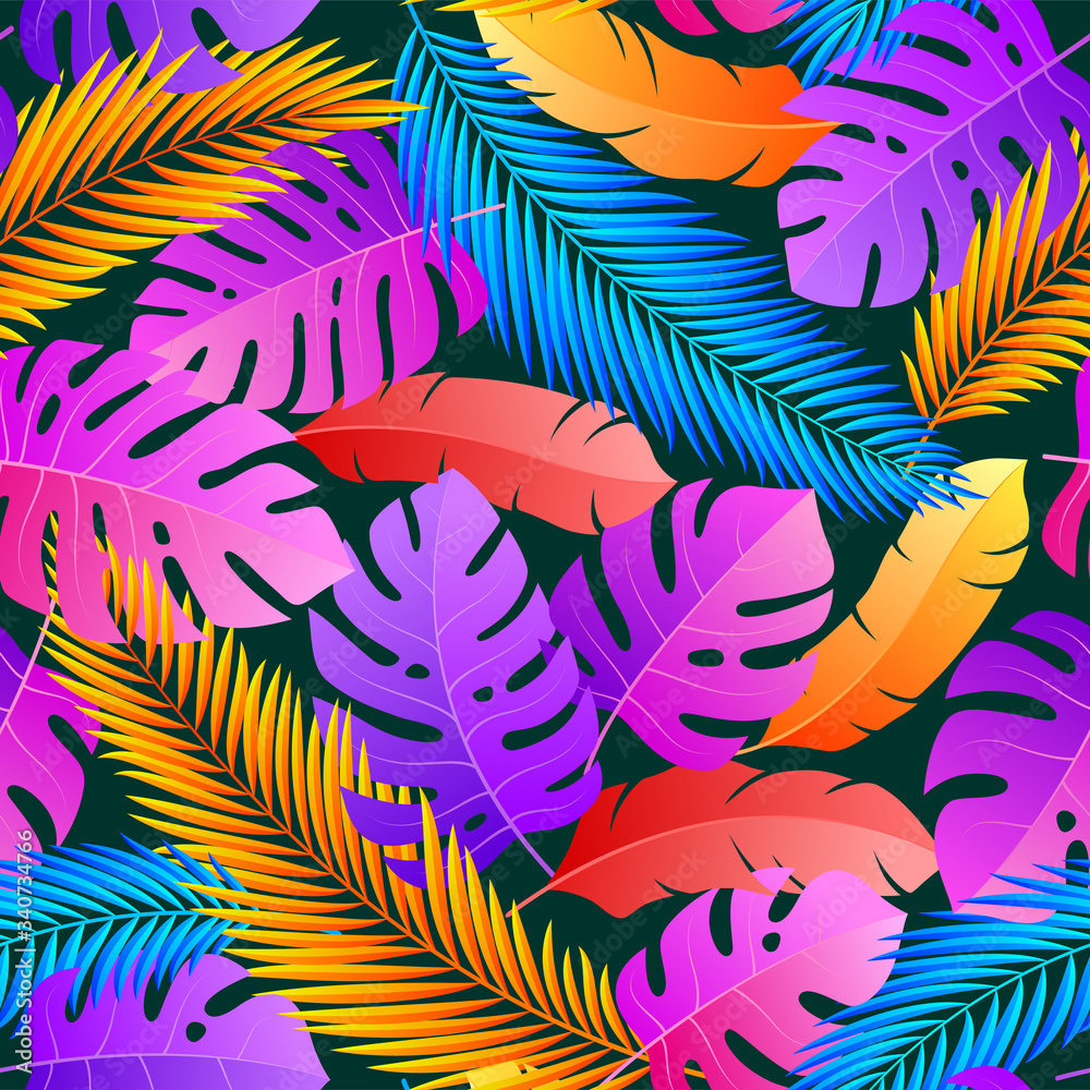 Tropical seamless natural pattern of exotic leaves.