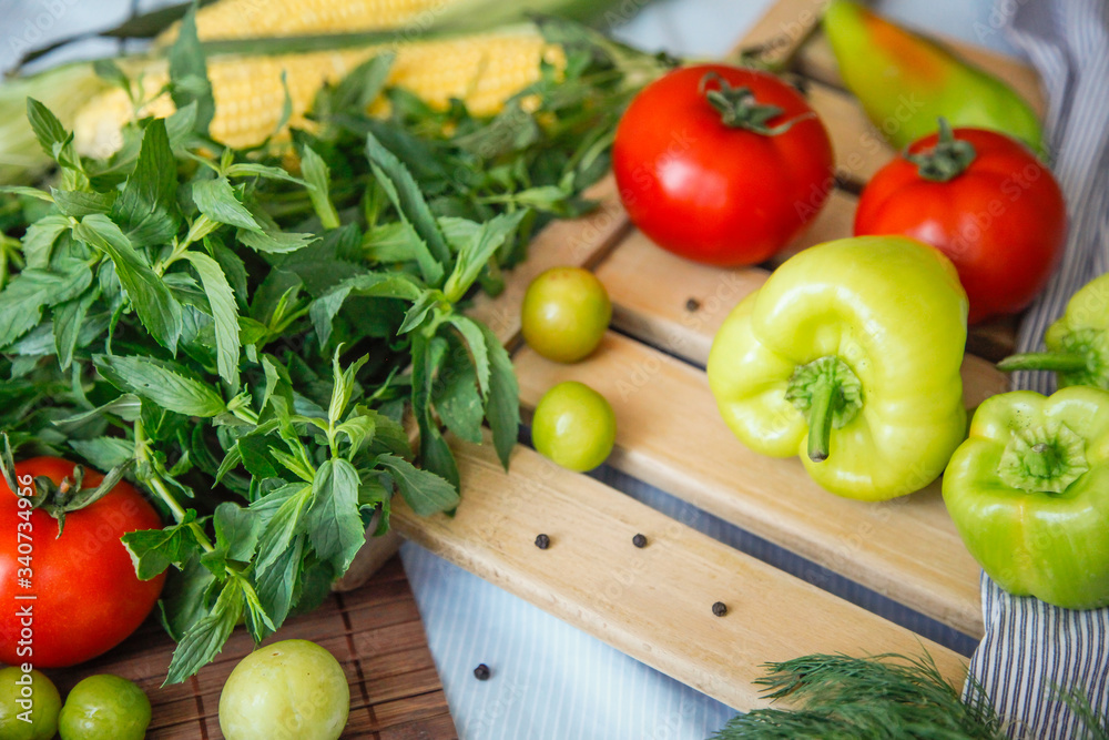 Flatlay of fresh vegetables. Frame of vegetables. Healthy feeding concept Flatlay of fresh vegetables. Frame of vegetables. Healthy feeding concept