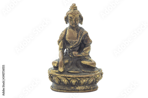 close up of statuette of Buddha isolated on white