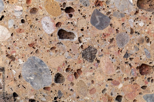 Surface of a conglomerate from the Alps in Southern Germany, so called Nagelfluh