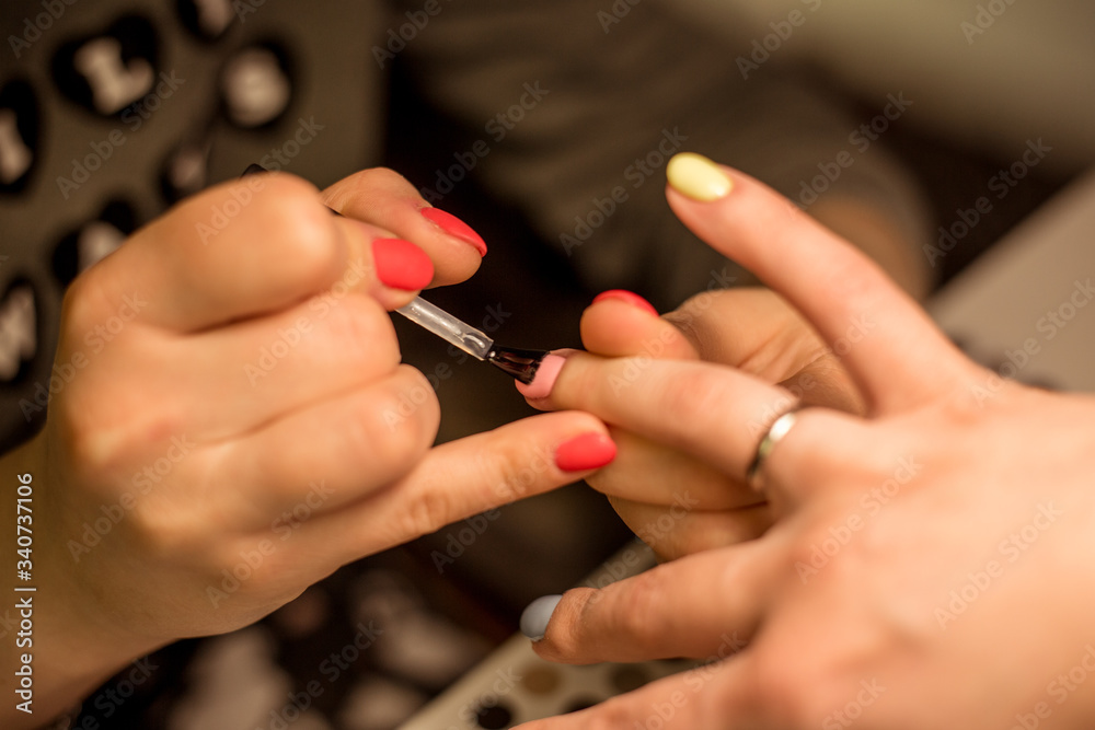 Women do manicures at home. Self-isolation manicure. Nail salon. Women do manicures at home. Self-isolation manicure. Nail salon.