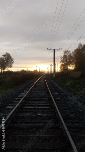 Railroad on sunset background © Violetta
